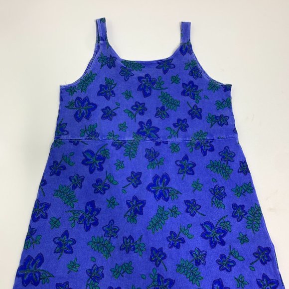 Fresh Produce Floral Dress Tank T-Shirt Cotton Blue Green Teal Fern Tropical M - Picture 2 of 12